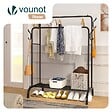 VOUNOT - Portant a Vetements Double avec etagere Chaussures 4 Crochets Lateraux 108x58x146cm metal Noir - vignette