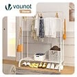 VOUNOT - Portant a Vetements Double avec etagere Chaussures 4 Crochets Lateraux 108x58x146cm metal Blanc - vignette