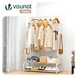 VOUNOT - Portant a vetement double avec 2 niveaux etageres chaussures 4 Crochets Lateraux 108x35x145cm metal Blanc - vignette