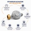PROWELTEK - Détendeur gaz BUTANE 28 mbar avec limiteur de débit Raccords 20/150 & G1/2. - vignette