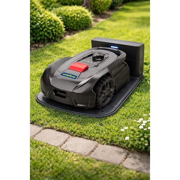 GOODYEAR - Robot Tondeuse Sans fil 500m2 Installation facile 3 lames Mulching Coupe Ø18cm 45% Retour à la base Autonome GOODYEAR - large