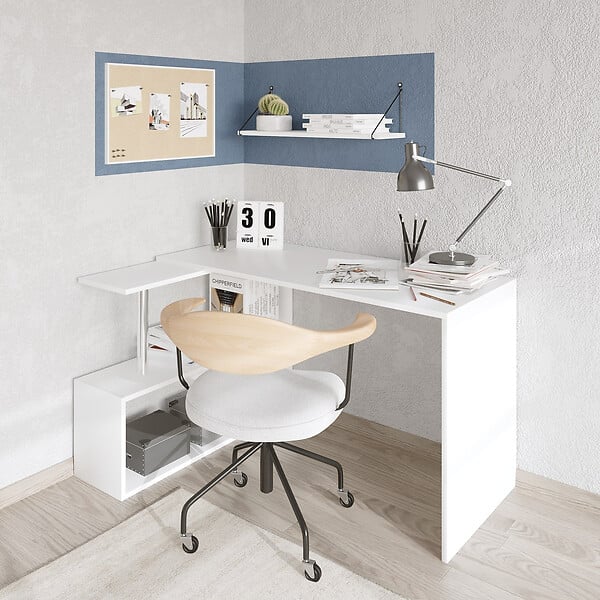 HABITAT ET JARDIN - Bureau d'étude en bois "Gelincik" - 130 x 109 x 74 cm - Blanc - large
