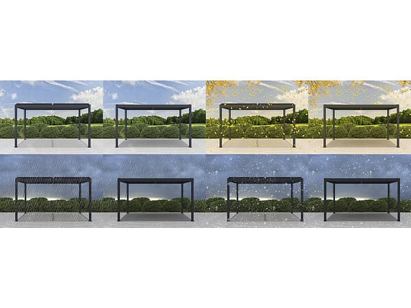 HABITAT ET JARDIN - Pergola bioclimatique motorisé avec led "Windsor" en aluminium 3 x 4 - Gris - large