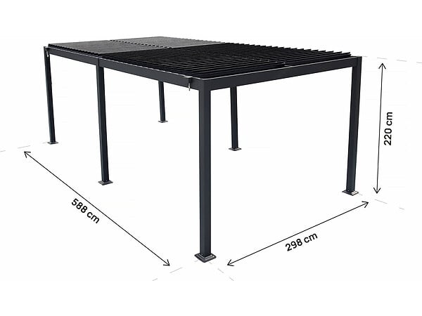 HABITAT ET JARDIN - Pergola bioclimatique autoportante en aluminium "Kensington" - 3 x 6 m - Gris - large