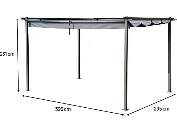 HABITAT ET JARDIN - Pergola en métal avec toit rétractable - 3 x 4 m - Gris anthracite - large
