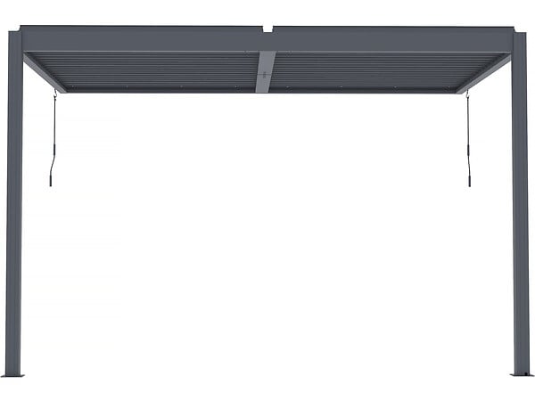 HABITAT ET JARDIN - Pergola bioclimatique adossée avec led "Windsor" - 3 x 4 m - Anthracite - large