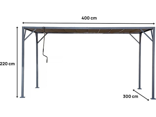 HABITAT ET JARDIN - Pergola bioclimatique en tissu "Lodge" 3 x 4 m - Taupe - large
