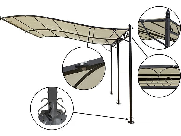 HABITAT ET JARDIN - Pergola tonnelle adossée en métal - 3 x 4 m - Beige - large