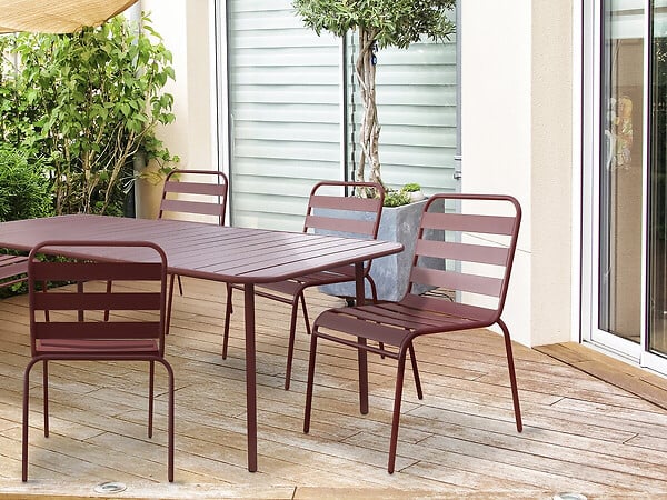 HABITAT ET JARDIN - Lot de 2 chaises de jardin en métal empilables "Bilbao" - Terracotta - large