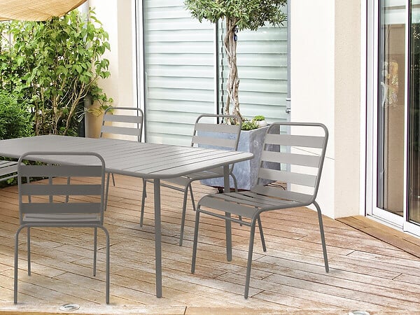 HABITAT ET JARDIN - Lot de 2 chaises de jardin en métal empilables "Bilbao" - Taupe - large
