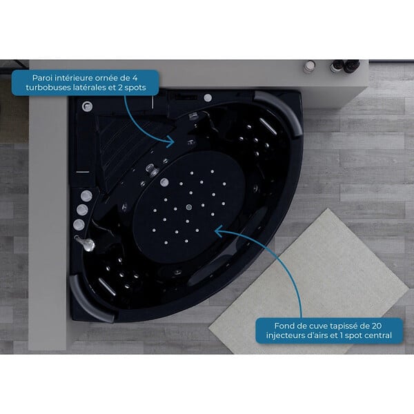 DISTRIBAIN - Baignoire balnéo Lisbonne Noire 34 jets Whirlpool - large