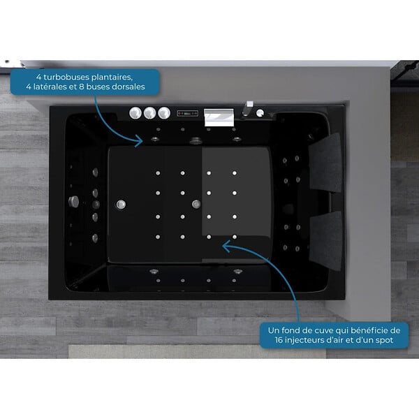 DISTRIBAIN - Baignoire balnéo Belize Droite noire 32 jets  Whirlpool - large