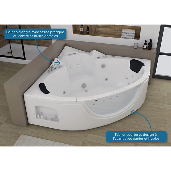 DISTRIBAIN - Baignoire balneo Seattle-S 26 jets Whirlpool - large