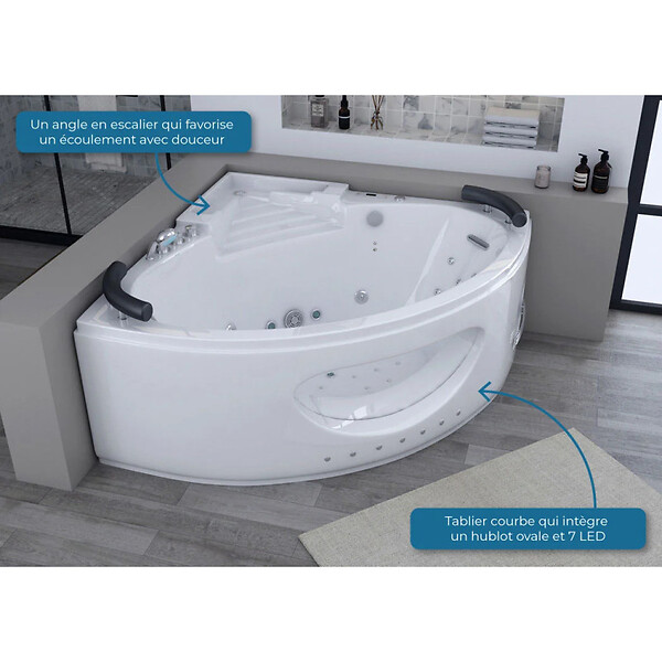DISTRIBAIN - Baignoire balnéo Lisbonne 34 jets Whirlpool - large