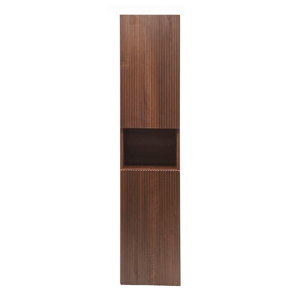 SWISS AQUA TECHNOLOGIES - Colonne de salle de bain suspendue 36 x 165 cm avec niche ouverte, effet bois noyer mat (SATEVOV36NA) - large