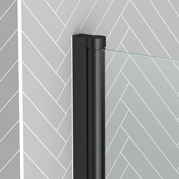 AURLANE - Pare baignoire Rabattable 70x120cm - Profilé Noir Mat - Verre Trempé 4mm - ELEMENTARY - large