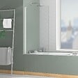 AURLANE - Pare baignoire Rabattable 70x130cm - Profilé Blanc Mat - Verre Trempé 4mm - ELEMENTARY - vignette