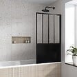 AURLANE - Pare Baignoire Pivotant 130x75cm Type Industriel - Profilé Noir Mat - Verre Trempé - GLASSY SCREEN - vignette