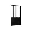 AURLANE - Pare Baignoire Pivotant 130x75cm Type Industriel - Profilé Noir Mat - Verre Trempé - GLASSY SCREEN - vignette