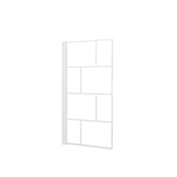AURLANE - Pare Baignoire Rabattable 75x125cm - Sérigraphie Briques Blanches - Verre Trempé 4mm - large