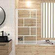 AURLANE - Pare Baignoire Rabattable 75x125cm - Sérigraphie Briques Blanches - Verre Trempé 4mm - vignette