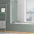 AURLANE - Pare baignoire Rabattable 70x120cm - Profilé Blanc Mat - Verre Trempé 4mm - ELEMENTARY - vignette