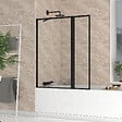 AURLANE - Pare baignoire avec Volet Pivotant 70+30x130cm - Finition Noir Mat - DARK CONTOURING SCREEN - vignette