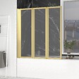 AURLANE - Pare baignoire Pivotant 3 Volets Or Brossé - 125x143 cm - Verre Trempé 4 mm - ZAGGY GOLD - vignette