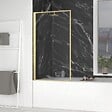 AURLANE - Pare baignoire rabattable 80x140cm - Finition Or Doré Brossé - GOLDY CONTOURING SCREEN - vignette