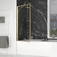 AURLANE - Pare baignoire rabattable 80x140cm - Finition Or Doré Brossé - GOLDY CONTOURING SCREEN - vignette