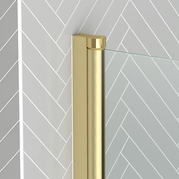 AURLANE - Pare baignoire Rabattable 70x130cm - Profilé finition Or Doré Brossé - Verre Trempé 4mm - ELEMENTARY - large