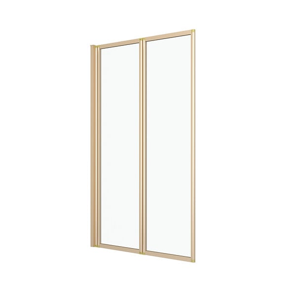 AURLANE - Pare baignoire Pivotant 2 Volets Or Doré Brossé - Verre Trempé 4mm - DUPLO - large