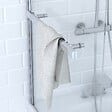 AURLANE - Pare baignoire Pivotant avec Porte-Serviette 85x150cm - Profilé Chrome - Verre 6mm - TSHAPE CHROMED - vignette