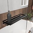 AURLANE - Pare baignoire Rabattable 80x140 cm en Verre Trempé - Porte-Serviette et Etagère Noir Mat - vignette