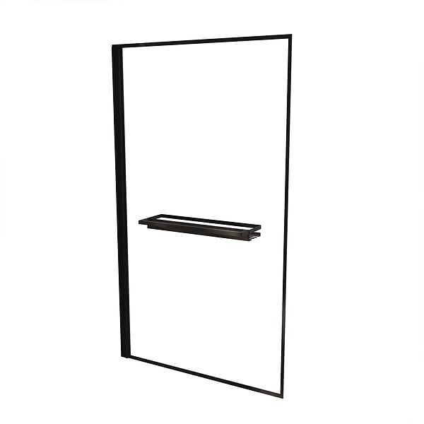 AURLANE - Pare baignoire Rabattable 80x140 cm en Verre Trempé - Porte-Serviette et Etagère Noir Mat - large