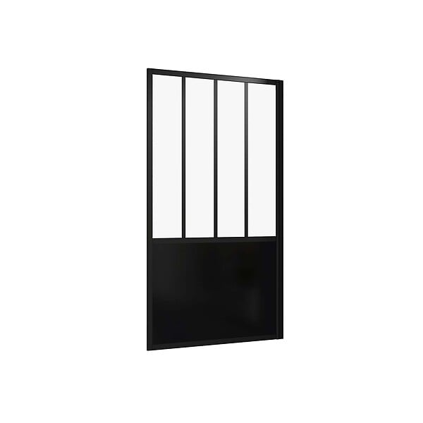 AURLANE - Pare Baignoire Pivotant 140x80cm Type Industriel - Profilé Noir Mat - Verre Trempé - GLASSY SCREEN - large