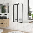 AURLANE - Pare baignoire Pivotant 70x120cm - 2 Volets Noir Mat - Verre Trempé 4mm - DUPLO - vignette