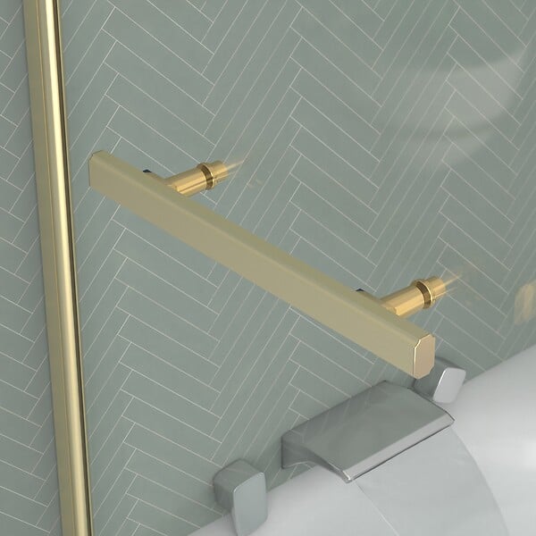 AURLANE - Pare baignoire Rabattable avec porte-serviette 70x120 cm - Profilé Or Brossé - Verre 4 mm - large