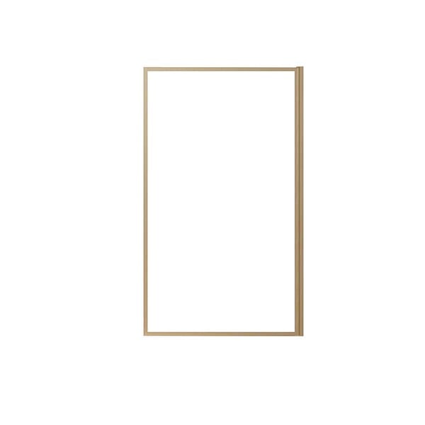 AURLANE - Pare baignoire Rabattable 80x140 cm - Cadre Aluminium Décor Bois - Verre Trempé Ondulé 4 mm - large