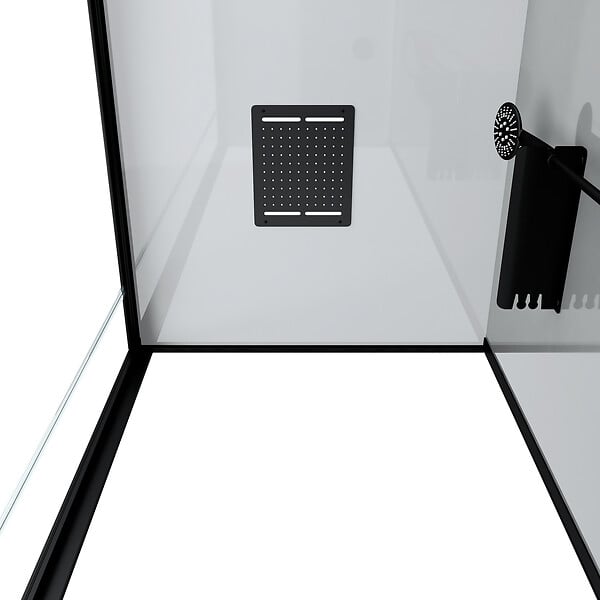 AURLANE - Cabine de douche Hydromassante 90x90x215 cm - Fonds Gris et Profilés Noir Mat - GREY STYLE - large