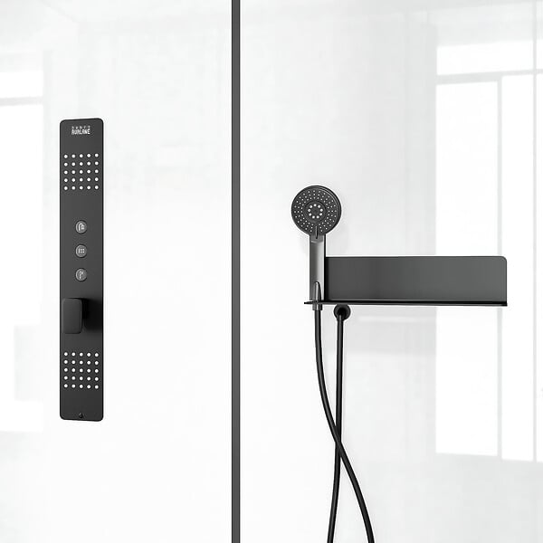 AURLANE - Cabine de douche 115x90x210 cm avec receveur + bonde 90mm + Grille linéaire - FACTORY 2 - large