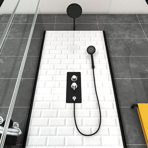 AURLANE - Cabine de douche carrée 80x80x230cm à motif carreaux de métro - UNDERGROUND SQUARE 80 - large