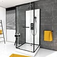 AURLANE - Cabine de douche carrée 90x90x230cm à motif carreaux de métro - UNDERGROUND SQUARE 90 - vignette