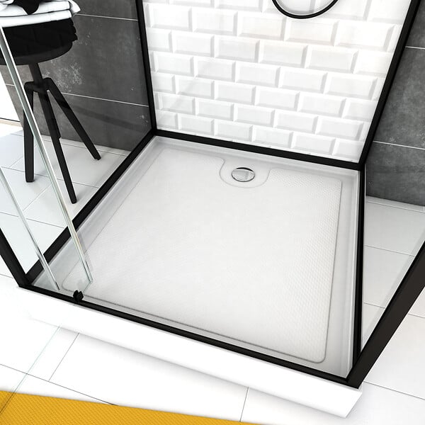 AURLANE - Cabine de douche carrée 90x90x230cm à motif carreaux de métro - UNDERGROUND SQUARE 90 - large