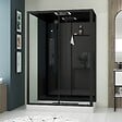 AURLANE - Cabine de douche Hydromassante 140x85x218 cm - Porte coulissante - Fonds & Profilés Noir Mat - vignette