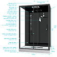 AURLANE - Cabine de douche Hydromassante 140x85x218 cm - Porte coulissante - Fonds & Profilés Noir Mat - vignette