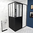 AURLANE - Pack complet Paroi porte de douche coulissante 120cm+ paroi de retour type atelier+ receveur blanc - vignette