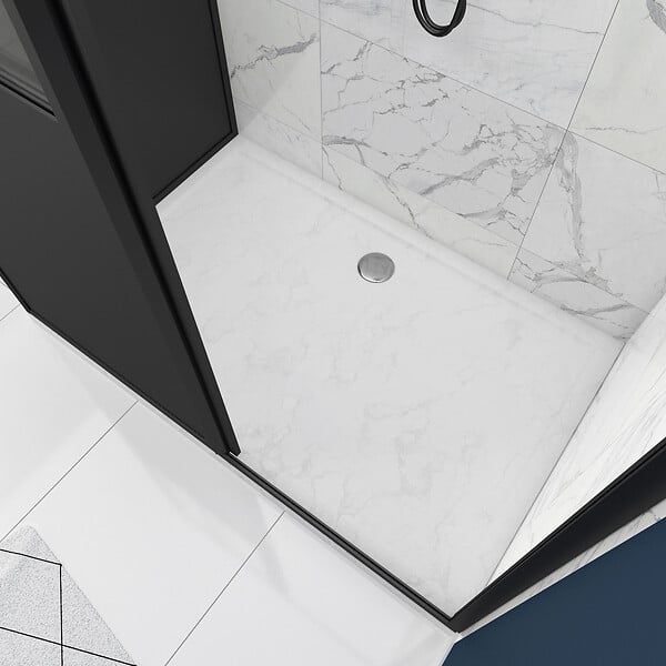AURLANE - Pack complet Paroi porte de douche coulissante 120cm+ paroi de retour type atelier+ receveur blanc - large