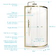 AURLANE - Cabine de douche Quart de cercle 90x90x200/230cm - Receveur Bas - Fonds Blancs et Profilés Or Brossé - vignette