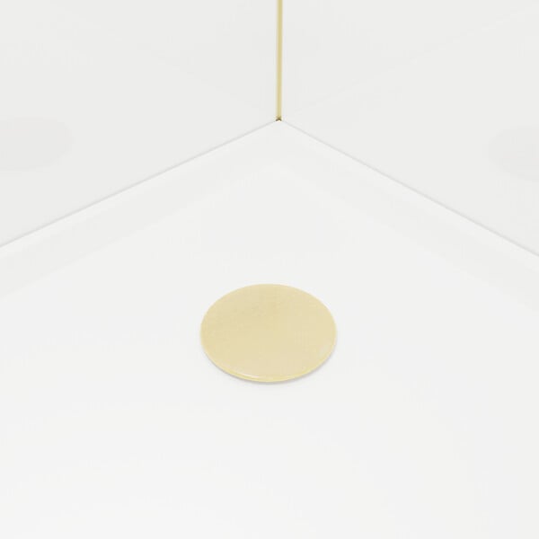 AURLANE - Cabine de douche Quart de cercle 90x90x200/230cm - Receveur Bas - Fonds Blancs et Profilés Or Brossé - large